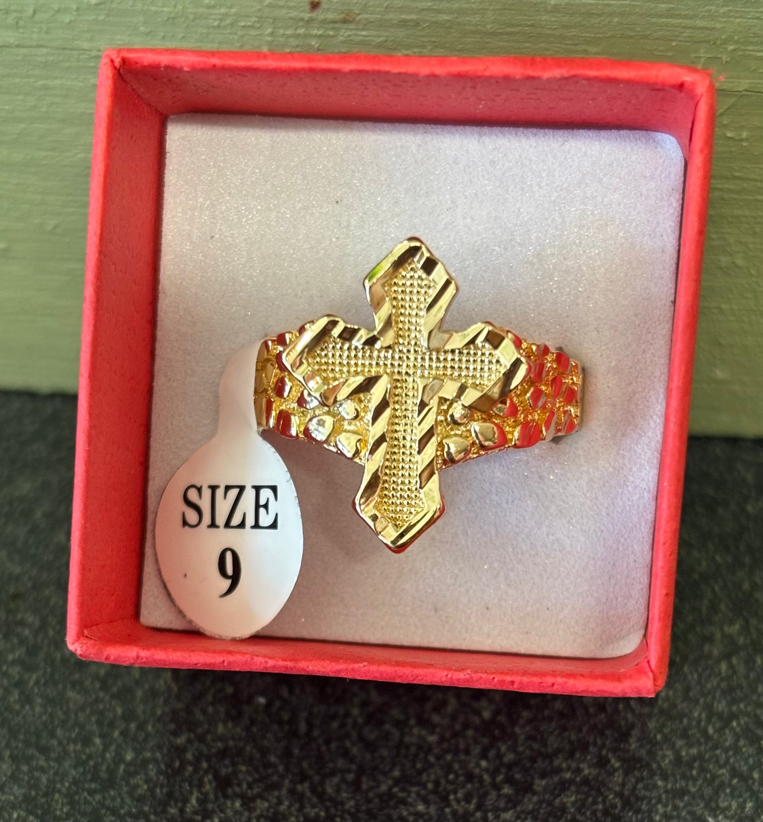 Gold cross ring