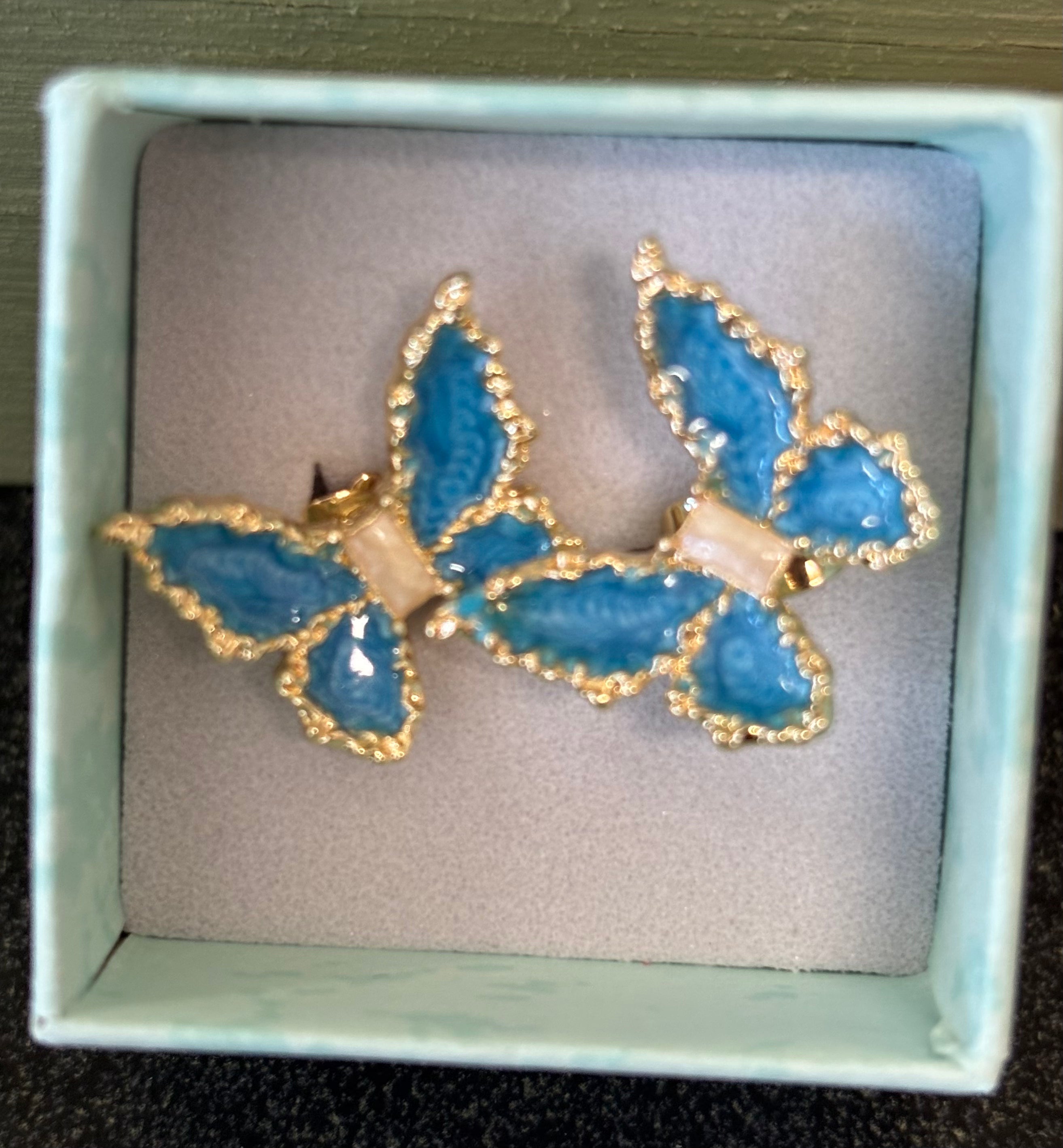 Blue butterflies earrings