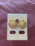 Gold round pin wheel earrings