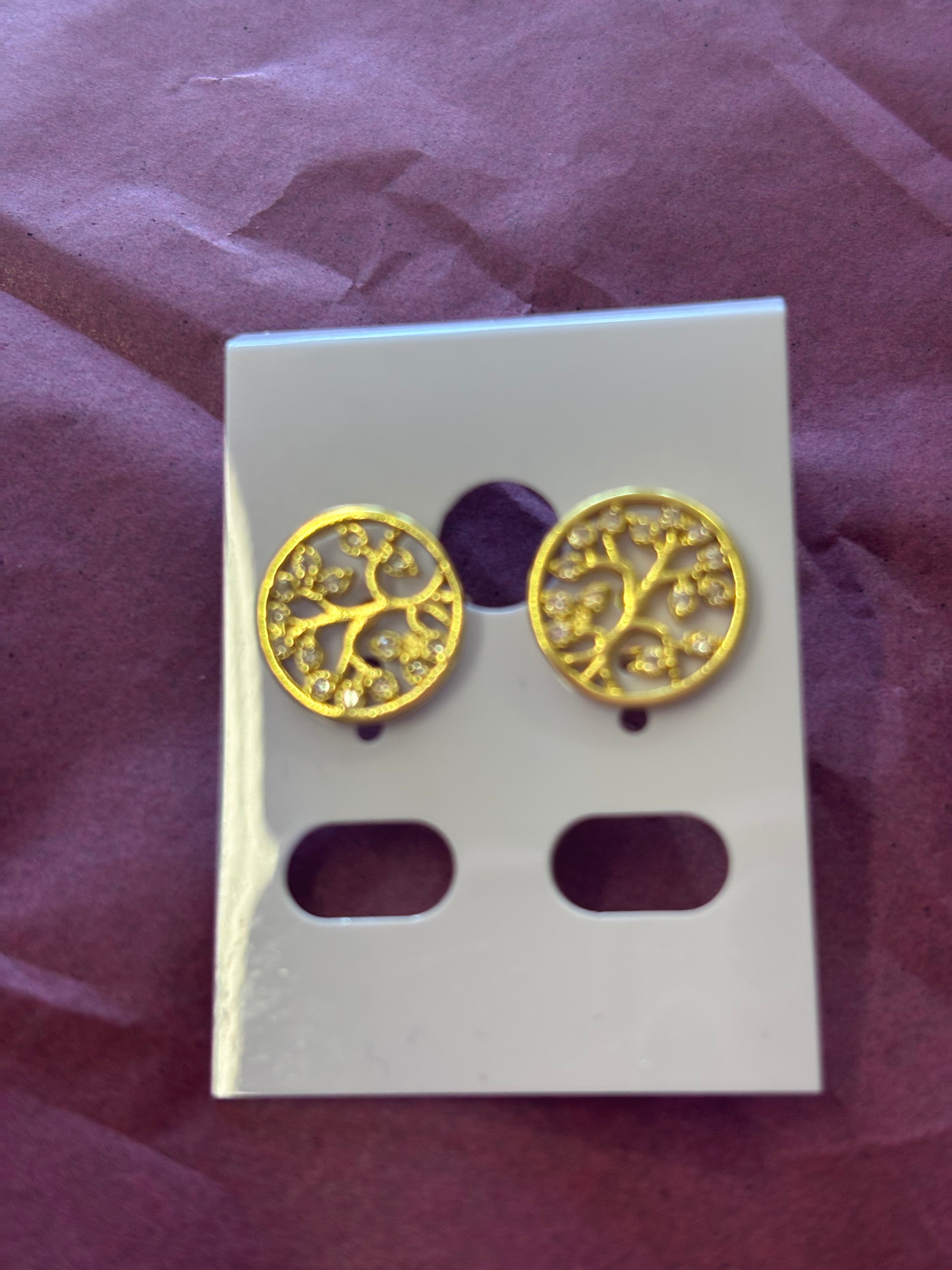 14Kt gold plated family tree earrings