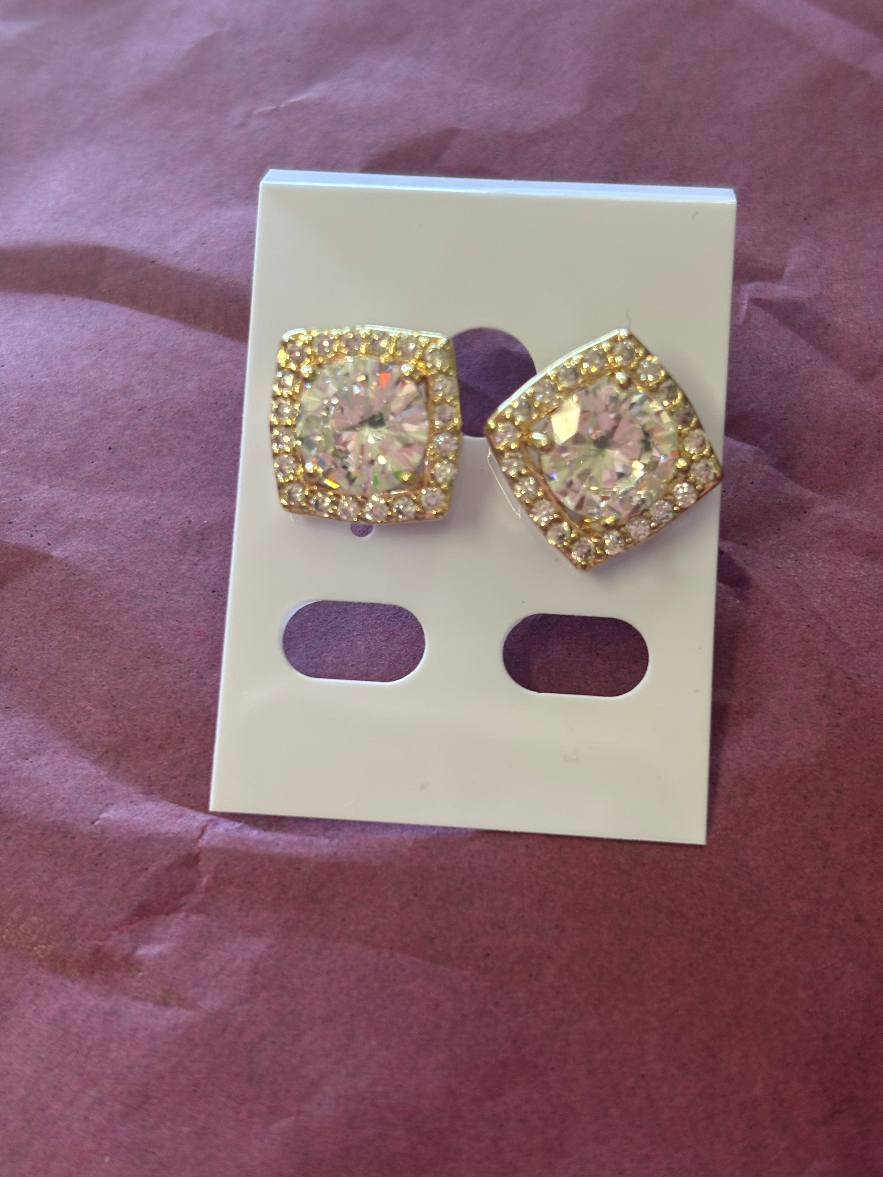 14Kt gold plated cluster earrings