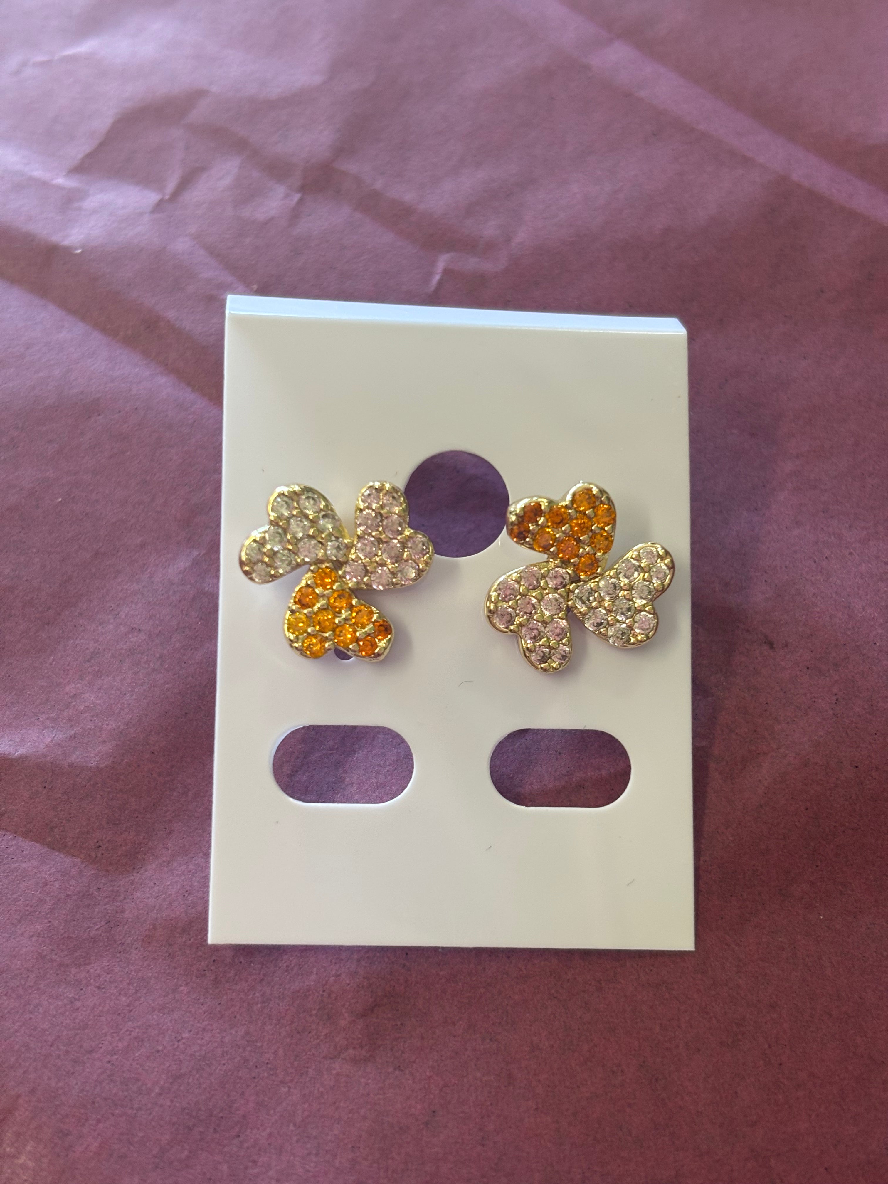 14Kt gold plated triple heart earrings